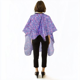 Plum Hill Hair Salon Cape for Stylists - Waterproof Hair Cutting Cape with Snaps, Pink and Purple Swirls
