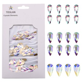 100pcs Drop Shape 3d Nail Design Flatback Ab Rhinestones for Nail art Dekor 3 Size Mix