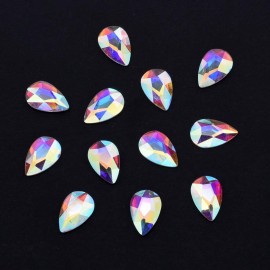 Tisslan 100pcs Crystal AB Foiled Pear Shape Flatback Rhinestone 3 Sizes Mix Nail Art Stones Decorations Jewels for DIY Supplies