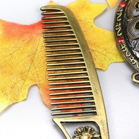 Makeup Mirror Comb Set Antique Brush Vintage Metal Portable Hair Comb for Lady Woman (Mixed Pattern)