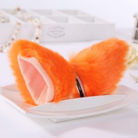 Cat Ears Hair Clips Fox Ears Barrettes Women Furry Fur Cat Headpiece Holiday Hair Pins Sweet Halloween Party Decoration Headband Anime Cosplay Costume Kitty Kitten Hair Accessories Orange - Pink