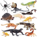 Toymany Reptile Animal Figurine Toys Set, 12 PCS Desert Amphibians Animal Figures with Komodo Dragon Lizard Snake Chameleon Rainforest Cold Blooded Animals Figures Party Favor for Kids