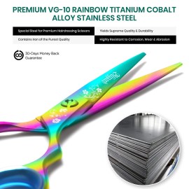 Blizzard Professional Hair Cutting Scissors - 5.5 inch VG10 Cobalt Haircut Shears with Razor Sharp Blades - Rainbow Finish Barber Hairdressing Travel Case for Salons & Home Use Blizzard Professional Hair Cutting Scissors - 5.5 inch VG10 Cobalt Haircut Shears with Razor Sharp Blades - Rainbow Finish Barber Hairdressing Travel Case for Salons & Home Use