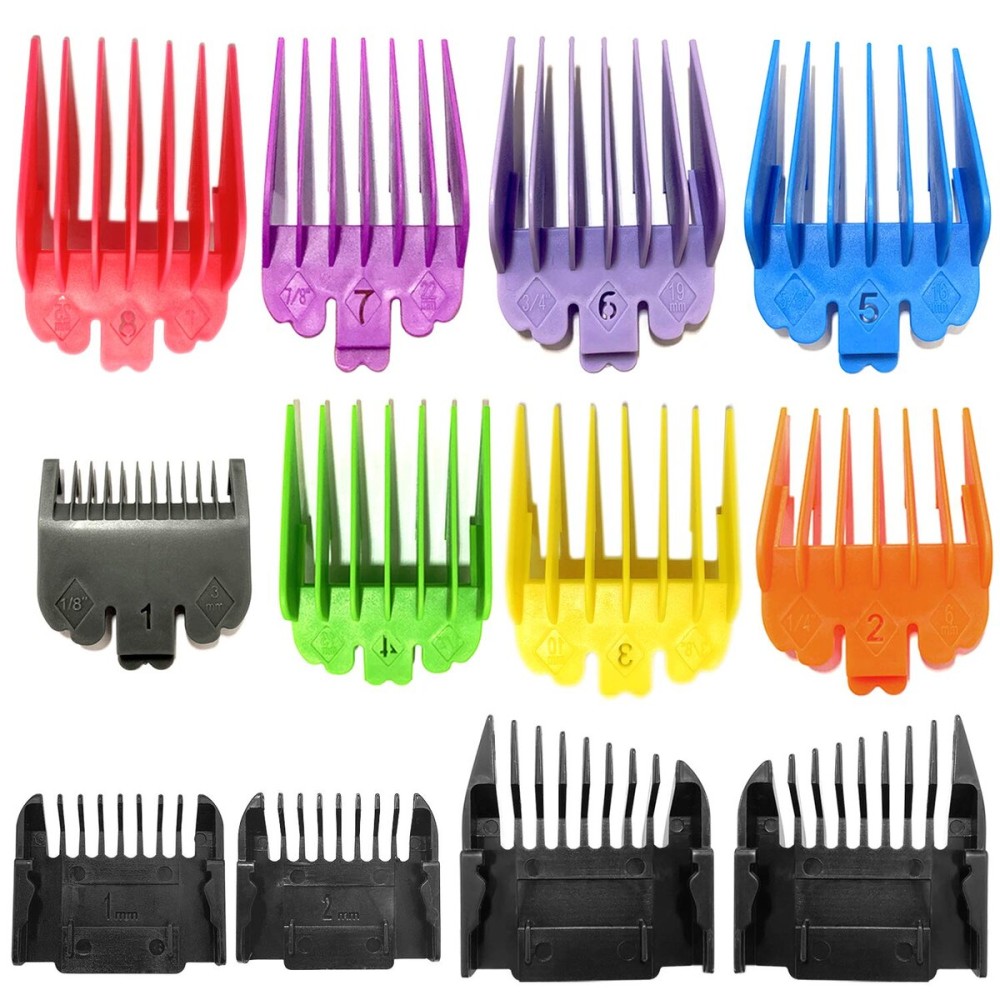 12 Pcs Colorful Professional Hair Clipper Combs Guides 1/24 to 1,Attachment Guide Combs,Replacement Guards Set for Wahl, Fits for Most All Full Size Hair Clippers/Trimmers 12 Pcs Colorful Professional Hair Clipper Combs Guides 1/24 to 1,Attachment Guide Combs,Replacement Guards Set for Wahl, Fits for Most All Full Size Hair Clippers/Trimmers
