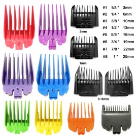 12 Pcs Colorful Professional Hair Clipper Combs Guides 1/24 to 1,Attachment Guide Combs,Replacement Guards Set for Wahl, Fits for Most All Full Size Hair Clippers/Trimmers 12 Pcs Colorful Professional Hair Clipper Combs Guides 1/24 to 1,Attachment Guide Combs,Replacement Guards Set for Wahl, Fits for Most All Full Size Hair Clippers/Trimmers