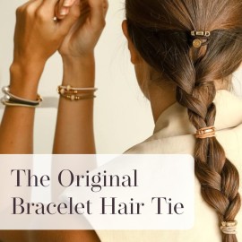 By Lilla Hair Ties for Women No Damage - The Original Bracelet Hair Tie - Hand Made Jewelry with Luxury Elastic and Tarnish Free Gold and Silver - Boho Hair Accessories and Wrist Stacks (Halo)