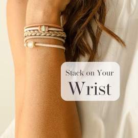 By Lilla Hair Ties for Women No Damage - The Original Bracelet Hair Tie - Hand Made Jewelry with Luxury Elastic and Tarnish Free Gold and Silver - Boho Hair Accessories and Wrist Stacks (Halo)