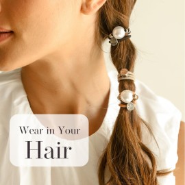 By Lilla Hair Ties for Women No Damage - The Original Bracelet Hair Tie - Hand Made Jewelry with Luxury Elastic and Tarnish Free Gold and Silver - Boho Hair Accessories and Wrist Stacks (Halo)