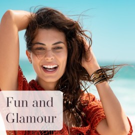 By Lilla Hair Ties for Women No Damage - The Original Bracelet Hair Tie - Hand Made Jewelry with Luxury Elastic and Tarnish Free Gold and Silver - Boho Hair Accessories and Wrist Stacks (Halo)