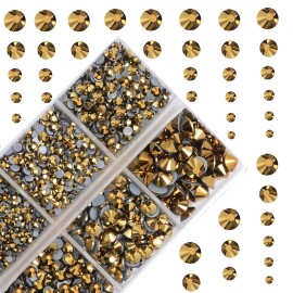 4000Pcs Mixed Size Hot Fix Round Crystals Gems Glass Stones Hotfix Flat Back Rhinestones (Mine Gold) 4000Pcs Mixed Size Hot Fix Round Crystals Gems Glass Stones Hotfix Flat Back Rhinestones (Mine Gold)