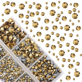 4000Pcs Mixed Size Hot Fix Round Crystals Gems Glass Stones Hotfix Flat Back Rhinestones (Mine Gold) 4000Pcs Mixed Size Hot Fix Round Crystals Gems Glass Stones Hotfix Flat Back Rhinestones (Mine Gold)