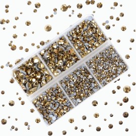4000Pcs Mixed Size Hot Fix Round Crystals Gems Glass Stones Hotfix Flat Back Rhinestones (Mine Gold) 4000Pcs Mixed Size Hot Fix Round Crystals Gems Glass Stones Hotfix Flat Back Rhinestones (Mine Gold)