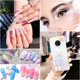 Holographic Nail Sequins with Nail Rhinestones for Nails, Audab Nail Glitter Sequins Nail Decals with Crystals AB Nail Gems Diamonds for Acrylic Nail Art Design and Decorations Holographic Nail Sequins with Nail Rhinestones for Nails, Audab Nail Glitter Sequins Nail Decals with Crystals AB Nail Gems Diamonds for Acrylic Nail Art Design and Decorations