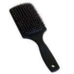Everlong Hair Boar Bristle Brush, Black, Adds Shine & Promotes Hair Growth, Scalp Massage & Detangling, Safe for All Hair Types Extensions & Wigs, Matte Black Coated Ergonomic Handle