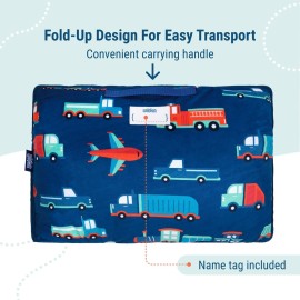 Wildkin Kids Plush Nap Mat - Soft, Cozy, Convenient for Daycare & Preschool - Transportation