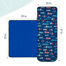 Wildkin Kids Plush Nap Mat - Soft, Cozy, Convenient for Daycare & Preschool - Transportation