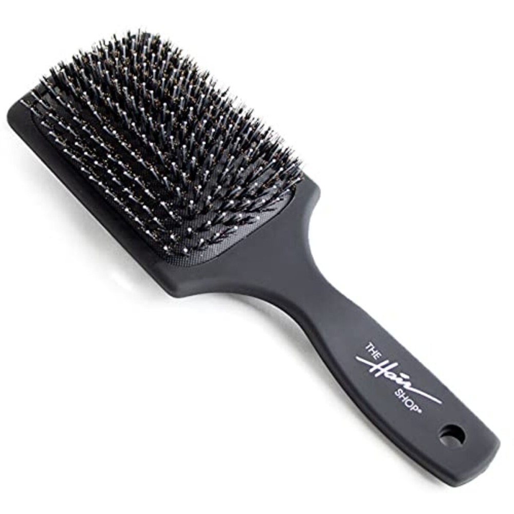 Black Brush by The Hair Shop - Nylon and Boar Bristles for Scalp Massage, Detangling, Shine and Hair Growth, Safe for All Hair Types, Extensions & Wigs Black Brush by The Hair Shop - Nylon and Boar Bristles for Scalp Massage, Detangling, Shine and Hair Growth, Safe for All Hair Types, Extensions & Wigs