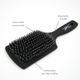 Black Brush by The Hair Shop - Nylon and Boar Bristles for Scalp Massage, Detangling, Shine and Hair Growth, Safe for All Hair Types, Extensions & Wigs Black Brush by The Hair Shop - Nylon and Boar Bristles for Scalp Massage, Detangling, Shine and Hair Growth, Safe for All Hair Types, Extensions & Wigs