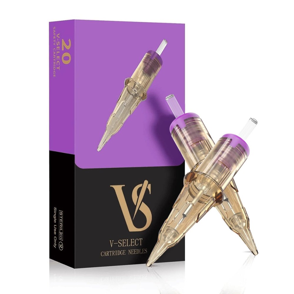 EZ Tattoo Cartridge Needles - 20Pcs 08 (7RL) Permanent Makeup SMP Bugpin Round Liner 0.25mm Microblading Hair Scalp for Tattoo Pen Rotary Machine Supply - V-SELECT