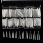 YIMART 500pcs Acrylic Medium Long Stiletto Nail Tips Easy Coffin Nails Sharp False Nail Art Tips For Nails Salon With Box (Clear)