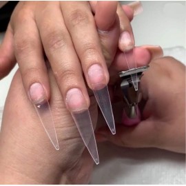 YIMART 500pcs Acrylic Medium Long Stiletto Nail Tips Easy Coffin Nails Sharp False Nail Art Tips For Nails Salon With Box (Clear)