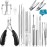 15 Pieces Ingrown Toenail Tools Stainless Steel Foot Nail Tools, Toenail File and Lifter, Nail Clipper, Cuticle Cutters, Cuticle Pusher and Manicure Pedicure Tools for Ingrown and Thick Nail (Black)