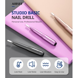 Airsee Studio Basic Electric Nail Drill, USB Portable Nail E File Machine for Professional Beginners, Manicure Pedicure Dremel Kit for Salon & Home Use, Gold