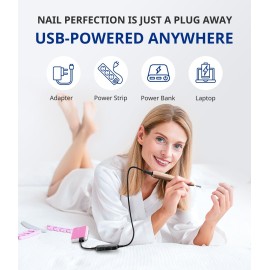 Airsee Studio Basic Electric Nail Drill, USB Portable Nail E File Machine for Professional Beginners, Manicure Pedicure Dremel Kit for Salon & Home Use, Gold