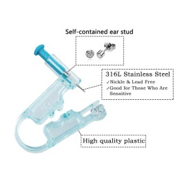 Lishae Ear Piercing Kit, 8 Pcs 4mm Disposable Self Ear Pericings Kit with Ear Studs and 1Pcs Piercing Gun Aid Pierce Kit Tool