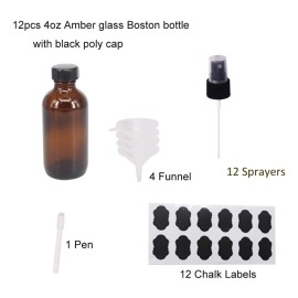 BPFY 12 Pack 4 oz Amber Glass Spray Bottles 4oz Fine Mist Spray Bottle For Essential Oils, Perfumes, Alcohol, Watering Flowers, Cosmetic Spray Bottle, Refillable Liquid Containers BPFY 12 Pack 4 oz Amber Glass Spray Bottles 4oz Fine Mist Spray Bottle For Essential Oils, Perfumes, Alcohol, Watering Flowers, Cosmetic Spray Bottle, Refillable Liquid Containers