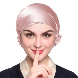 LilySilk Silk Bonnet for Sleeping Womens Sleep Cap 100% 19MM Mulberry Silk for Long Curly Hair Adjustable Stretchy Rosy Pink