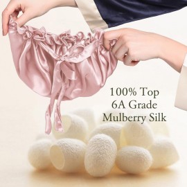 LilySilk Silk Bonnet for Sleeping Womens Sleep Cap 100% 19MM Mulberry Silk for Long Curly Hair Adjustable Stretchy Rosy Pink