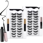 20 Kinds of 3D 5D Magnetic Eyelash Kit with Different Density, Magnetic Eyelashes with 4 Eyelash Glue and 2 Tweezers, for Women and Girls Natural Look No Glue Needed