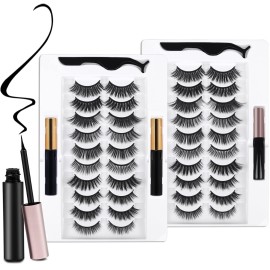 20 Kinds of 3D 5D Magnetic Eyelash Kit with Different Density, Magnetic Eyelashes with 4 Eyelash Glue and 2 Tweezers, for Women and Girls Natural Look No Glue Needed