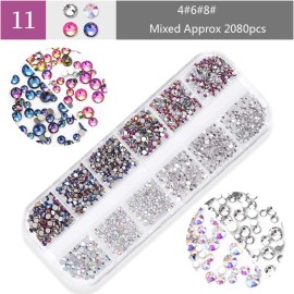 GBSTORE Nail Art Crystal Rhinestones,3D AB Glass Rhinestones, Nail Art Studs Nail Sequins For DIY Nails Art Clothes Shoes Crafts Decorations, Mixed Size and Colors,Approx1440-2080Pcs (Silver) GBSTORE Nail Art Crystal Rhinestones,3D AB Glass Rhinestones, Nail Art Studs Nail Sequins For DIY Nails Art Clothes Shoes Crafts Decorations, Mixed Size and Colors,Approx1440-2080Pcs (Silver)