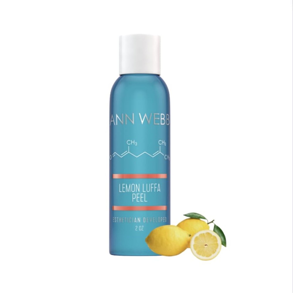Ann Webb Lemon Luffa Peel - Lemon Glycolic Mask -All Natural Fruit Enzyme Brightening Face Mask w/Fruit Acids & Antioxidants Brightens Dull Complexion, Exfoliates & help w/Hyperpigmentation. (2oz)