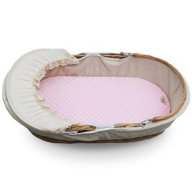 BlueSnail Soft and Strechy Minky Bassinet Fitted Sheet, Cradle Sheets for Bassinet Pad/Mattress 2pk (Bassinet, Pink+Gray)