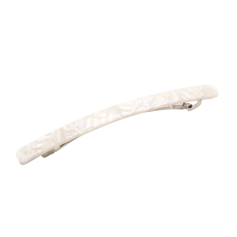 French Amie Long and Thin Frost White Large 4 Handmade Celluloid Automatic Hair Clip Barrette for Women and Girls (Frost White) French Amie Long and Thin Frost White Large 4 Handmade Celluloid Automatic Hair Clip Barrette for Women and Girls (Frost White)