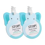 Elephant Baby Dont Touch Sign Car Seat Cover & Stroller Tag - 2 Set Vinyl Hard Board Baby Basket Tag with Hanging Straps