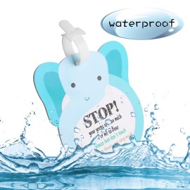 Elephant Baby Dont Touch Sign Car Seat Cover & Stroller Tag - 2 Set Vinyl Hard Board Baby Basket Tag with Hanging Straps