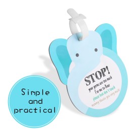 Elephant Baby Dont Touch Sign Car Seat Cover & Stroller Tag - 2 Set Vinyl Hard Board Baby Basket Tag with Hanging Straps