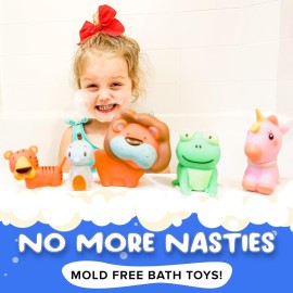 SplashEZ Animal Bath Toys | Mold Free Bath Toys for Kids & Toddlers with No Hole for Water | Lion & Friends Ideal Size for Little Hands | Safe, Durable for Baby Tub Pool Boys Girls Ages 0 & Up, 5-pack