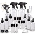Loretoy Glass Spray Bottle Kit10 (216 oz, 24 oz, 62 oz), 910 ml Roller Bottles, Anti UV, Multi Size and Versatile, Suitable for Aromatherapy, Facial Moisturizing, Watering, etc.(Clear)