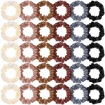WILLBOND 30 Pcs Small Satin Silk Scrunchies Bulk for Women, Thin Hair Ties Mini Scrunchy Bands Skinny Ponytail Holders for Thick Curly Hair Pony Tails Wrist Decor(Colorful)