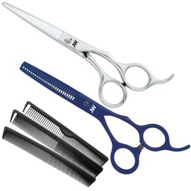 JW Professional Shears & Thinner Combo Razor Edge CRX Series - Barber & Hair Cutting Scissors/Shears Japanese Stainless Steel (RBC-V3)