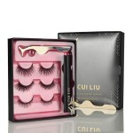 Magnetic Eyelashes and Eyeliner Kit - Enchanted Magnetic Lash in a Set of 3 Natural, Glam, and Dramatic Lashes - Easy Application Tweezers Included