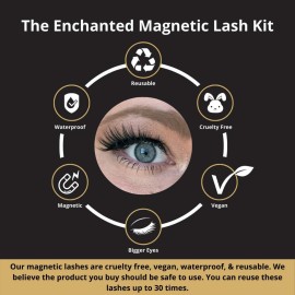Magnetic Eyelashes and Eyeliner Kit - Enchanted Magnetic Lash in a Set of 3 Natural, Glam, and Dramatic Lashes - Easy Application Tweezers Included