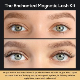 Magnetic Eyelashes and Eyeliner Kit - Enchanted Magnetic Lash in a Set of 3 Natural, Glam, and Dramatic Lashes - Easy Application Tweezers Included