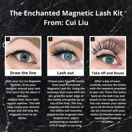 Magnetic Eyelashes and Eyeliner Kit - Enchanted Magnetic Lash in a Set of 3 Natural, Glam, and Dramatic Lashes - Easy Application Tweezers Included