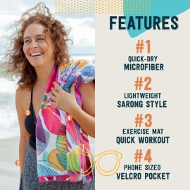 Ripwrap - Lightweight, Quick-Dry and Super Absorbent with Hidden Pocket, Perfect as Towel or Sarong for Beach, Travel, and Training (Water Color- Original)